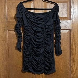 SHEIN off the shoulder ruched dress